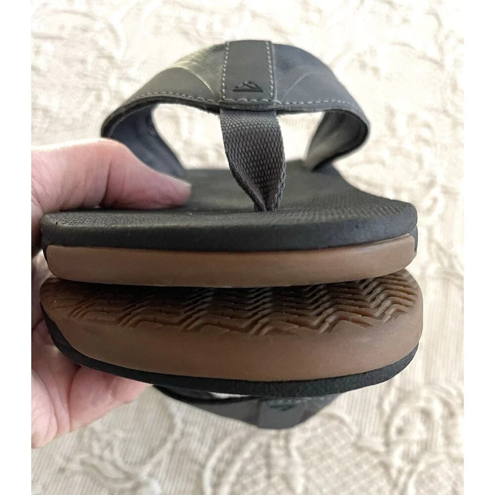 REEF Fanning Flip Flops Thong Sandals Gray Black Mens 11